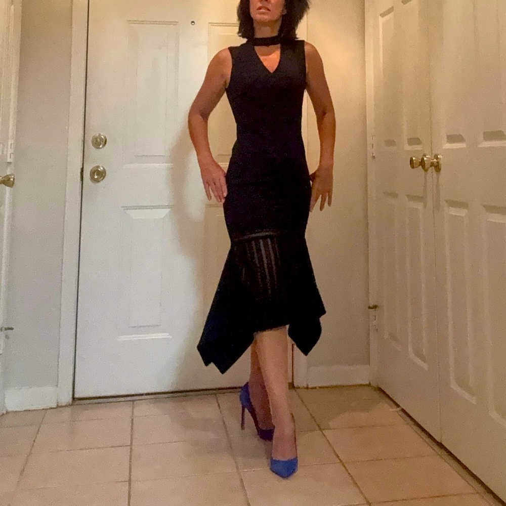 J.O.A. Black High Low Lace Sleeveless Tango Dance Dress